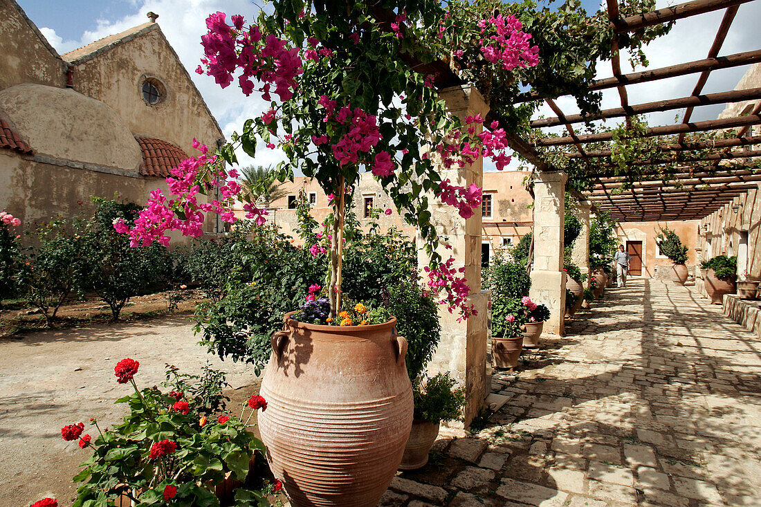 Garden At The Monastery Of Moni Arcadiou, Crete, Greece