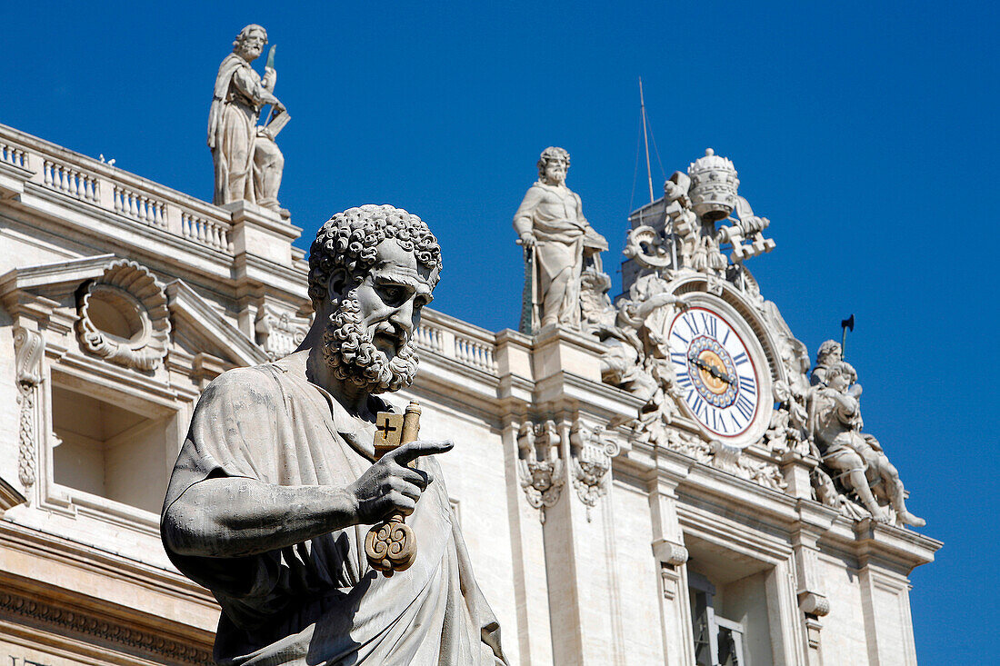 Detail Of The Facade Of Saint Peter'S Basilica, Basilica San Pietro, Rome