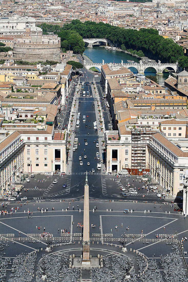 Piazza San Pietro, Saint Peter'S Square Seen From The Basilica'S Dome, Rome