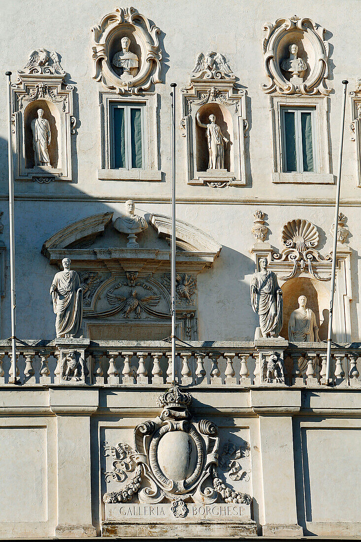 Details Of The Facade Of The Villa Borghese, Rome