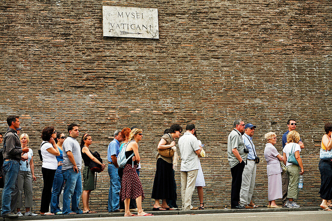 People Waiting On Line To Get Into The Vatican Museum, Rome