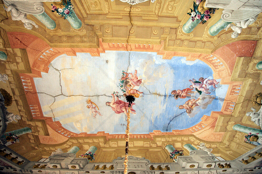 Ceiling In The Palazzo Pfanner, Lucca, Tuscany, Italy