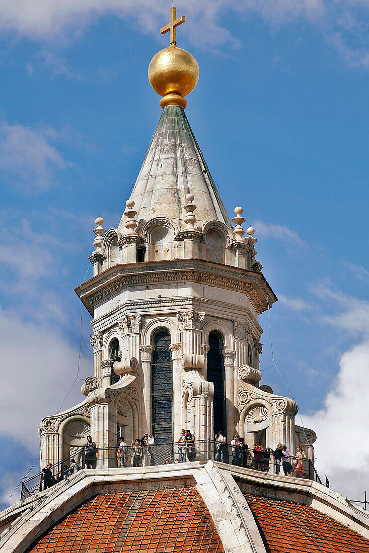 Facade In Coloured Marble Of The Duomo, Santa Maria Del Fiore Cathedral And Campanile, Florence, Tuscany, Italy