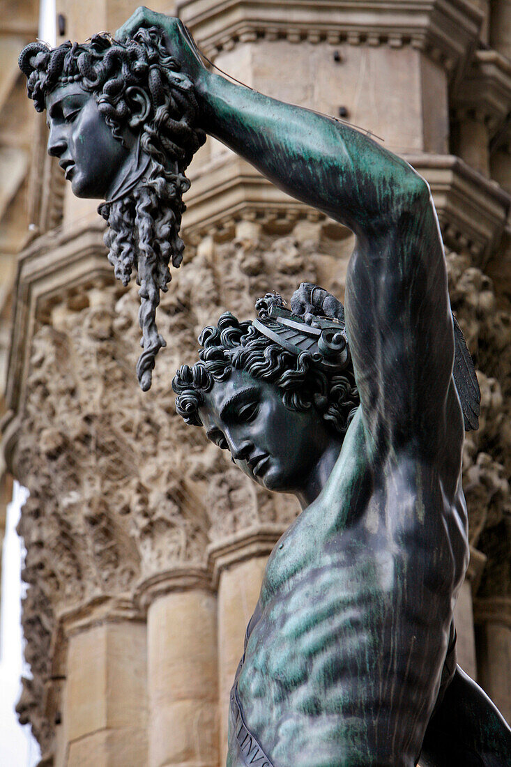 Perseus By Benvenuto Cellini, Statue In Bronze, Statues In The Loggia Dei Lanzi In Front Of The Palazzo Vecchio, Piazza Della Signoria, Florence, Tuscany, Italy