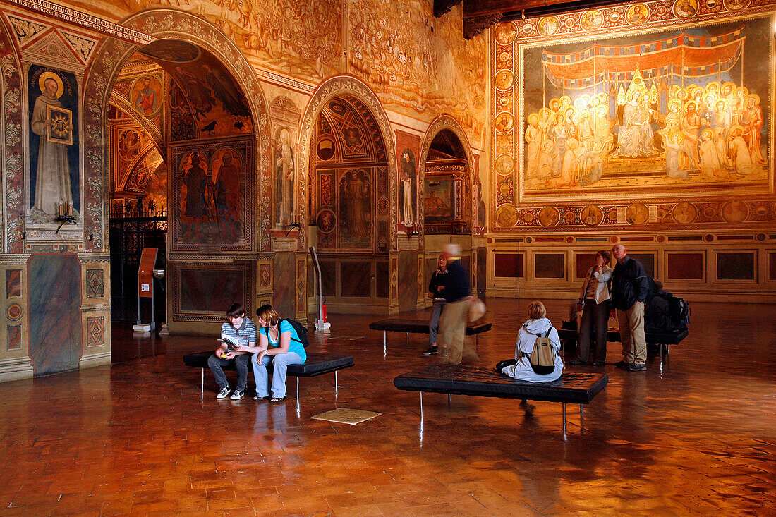 Sala Del Mappamondo Painted By Simone Martini, Palazzo Pubblico, Public Palace, Museo Civico, City Museum, Piazza Del Campo, Siena, Tuscany, Italy