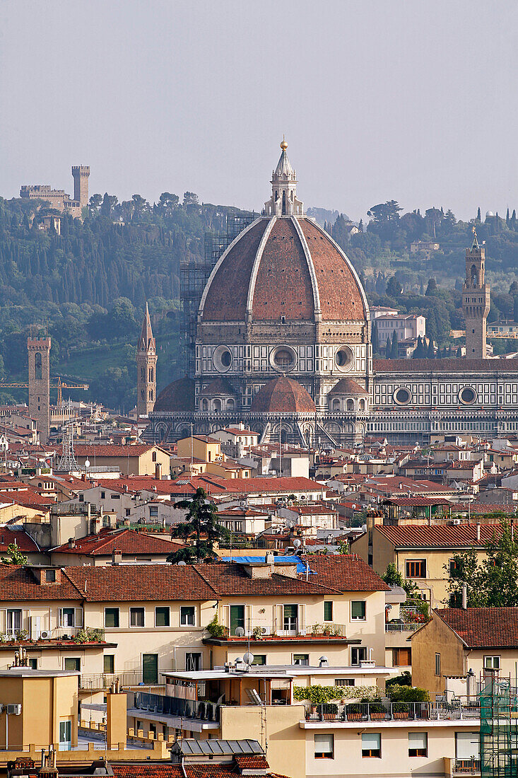 The Campanile And The Cupola On The Duomo, Santa Maria Del Fiore Cathedral, Florence, Tuscany, Italy
