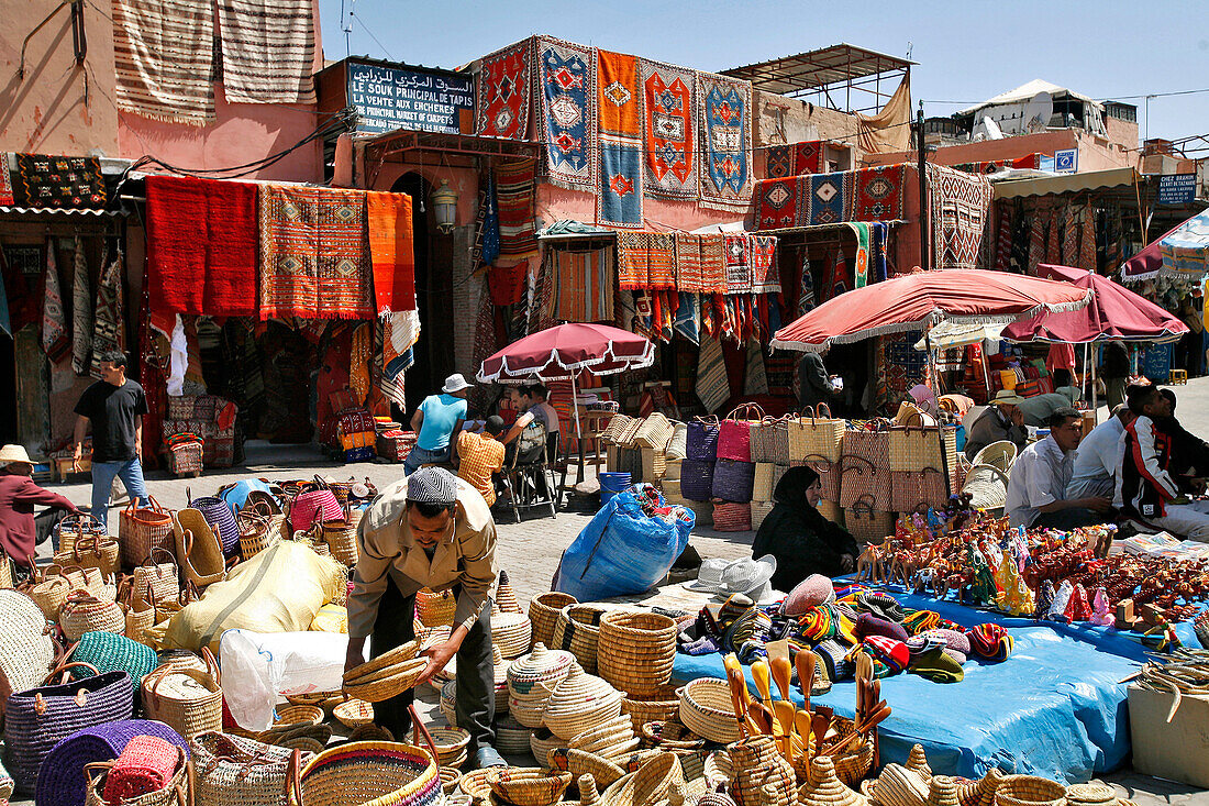 Souk, Bazaar, Market In The Streets, Marrakech, Morocco, Maghrib, North Africa