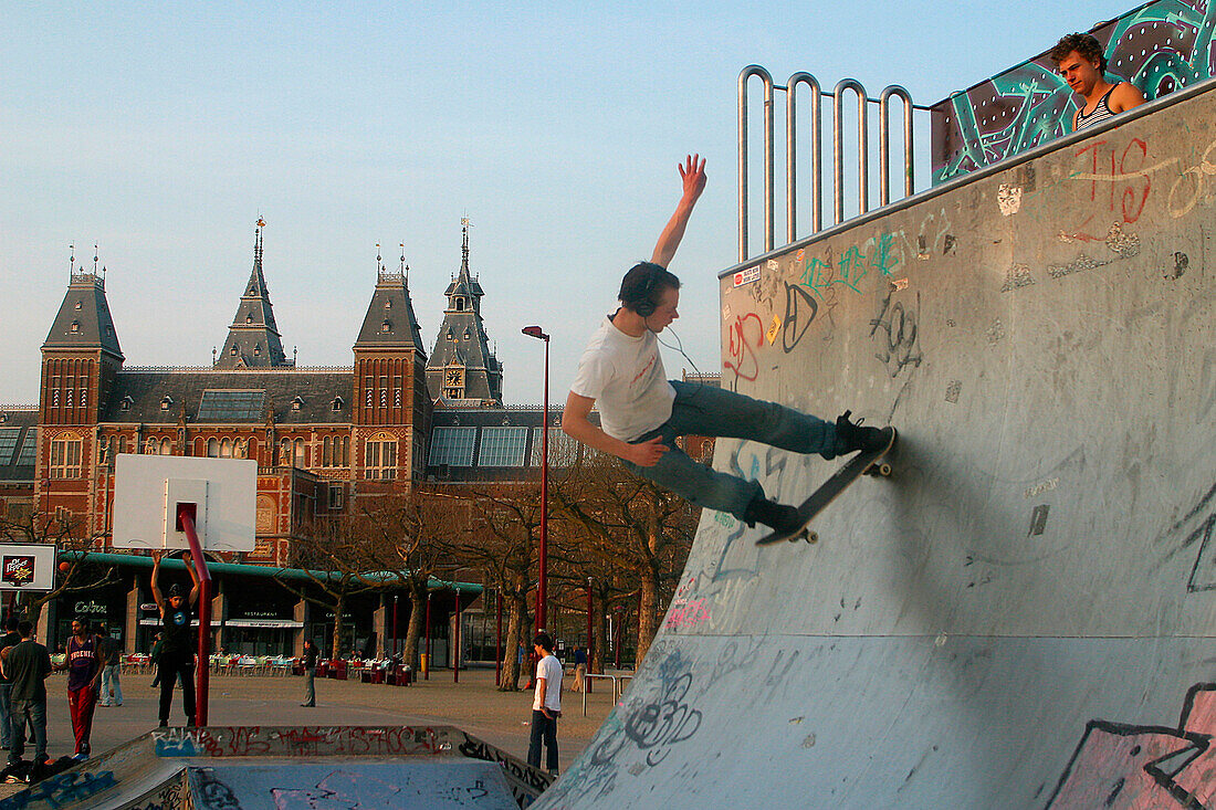 Skateboard, Skaters' Area In Front Of The Rijksmuseum, Amsterdam, Netherlands