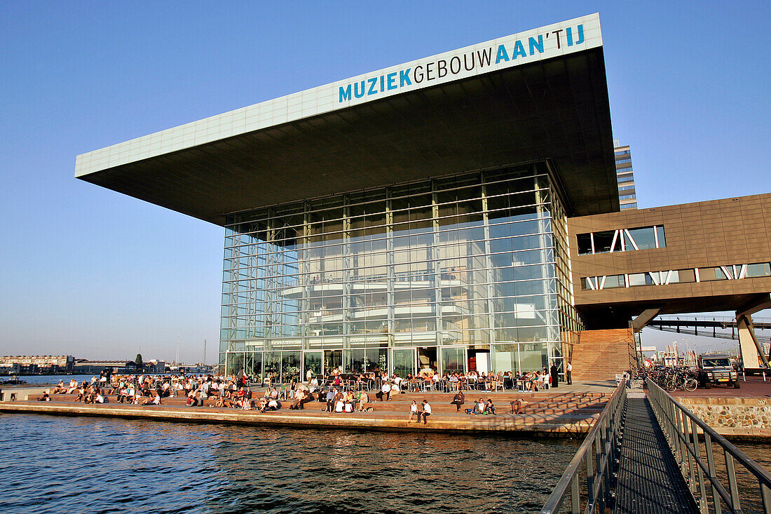 Cafe Bimhuis In Front Of The Museum Of Music, 'Muziekgebouw Aan 'T Ij', Amsterdam, Netherlands