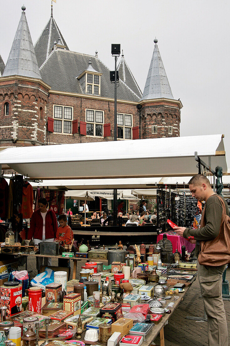 Flea Market On The On The Nieuwmarkt Square, Amsterdam, Netherlands