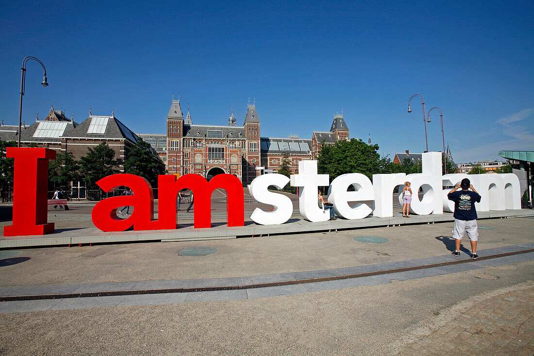 I Amsterdam', Touristic Slogan Of The City In Front Of The Rijksmuseum Amsterdam, National Museum Of Art And History