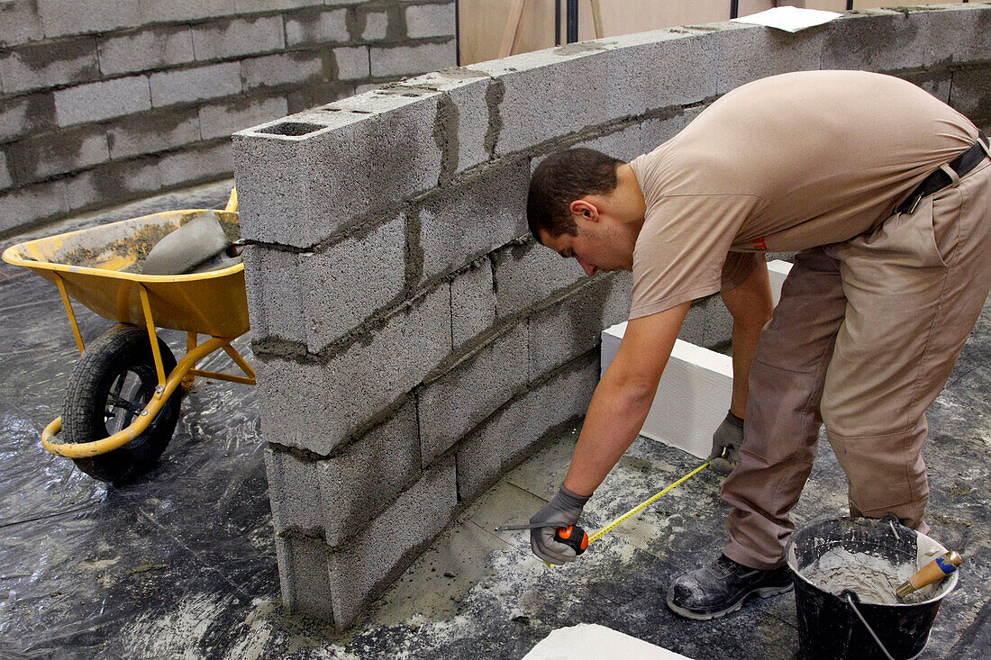 Bricklaying, Trial Event At The 40Th Olympiad Of Metiers In Brittany, Saint-Brieuc, October 2008, France