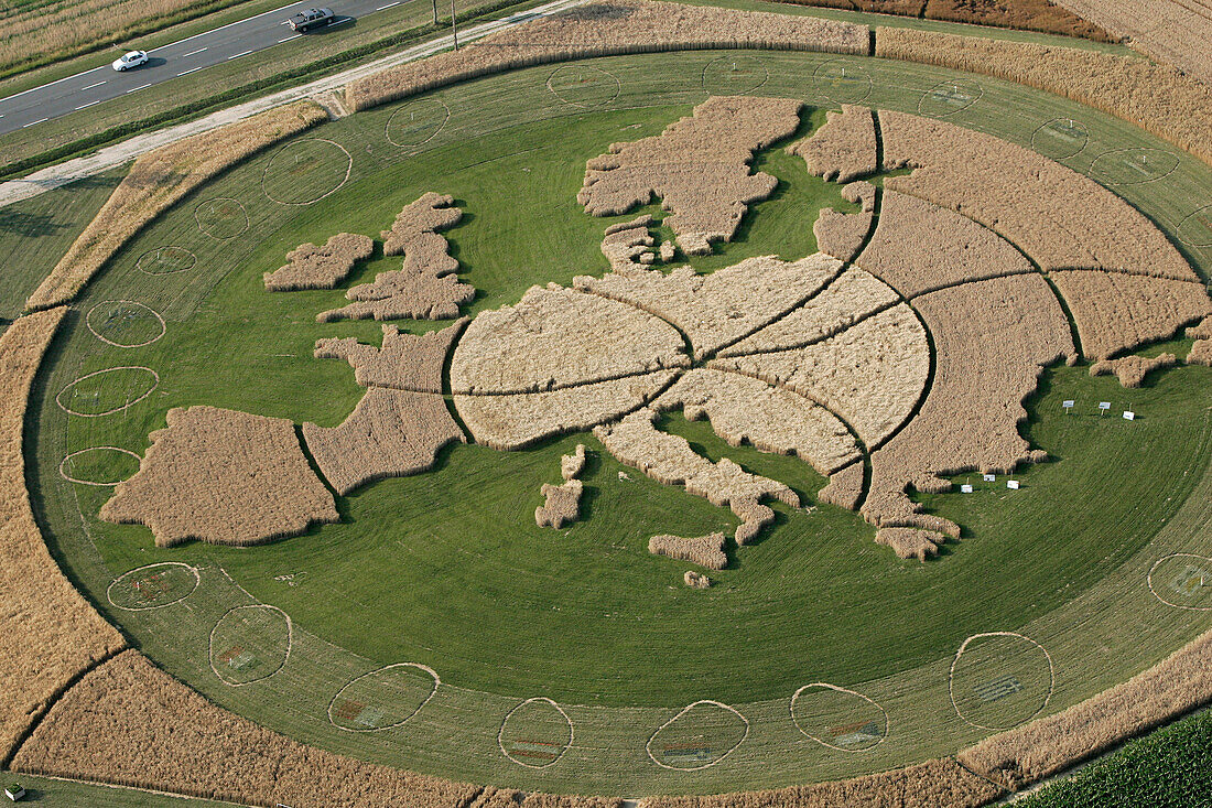 Fields In The Beauce, Authueil, Giant Plant Sculpture Representing The European Continent, Euroland Art, 1St European Festival Of Life-Size Art On The Wheat Route In Beauce, Eure Et Loir