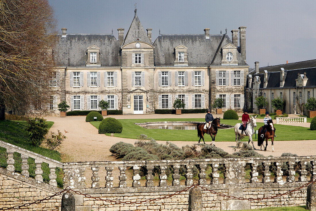 Horseback Riding In Front Of The Chateau De Curzay, Relais Et Chateaux Hotel, Vienne (86), France