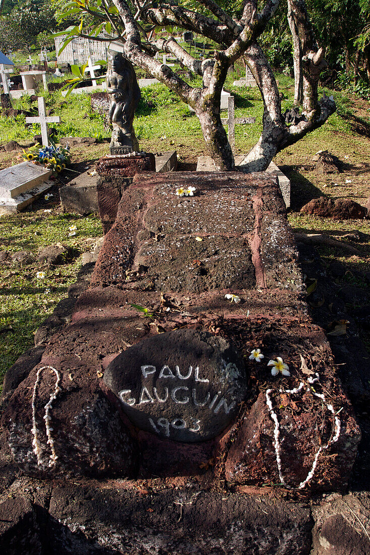 Grave Of The Painter Paul Gauguin In The Cemetery Of Atuona, Island Of Hiva Oa, Marquesas Islands, French Polynesia