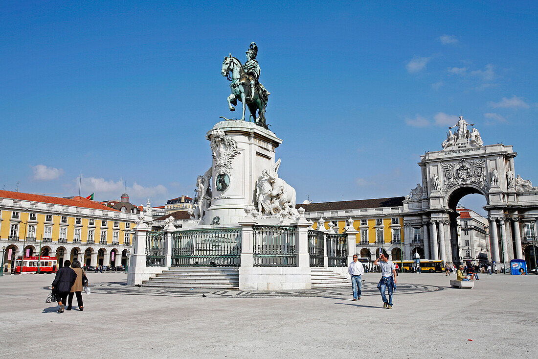 Statue Of Dom Joao I, Praca Do Comercio, Commerce Square, Baixa District, Lisbon, Portugal, Europe