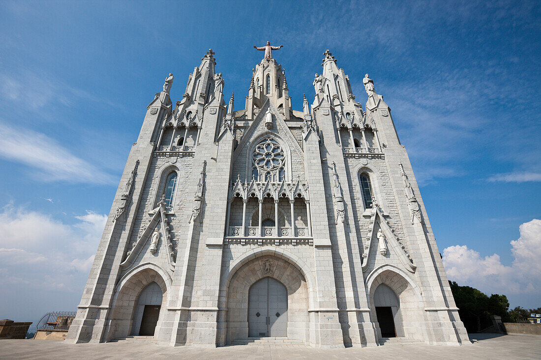 Catholic Church Temple de Sagrat Cor at Top of Tibidabo Mountain,Barcelona,Catalonia,Spain