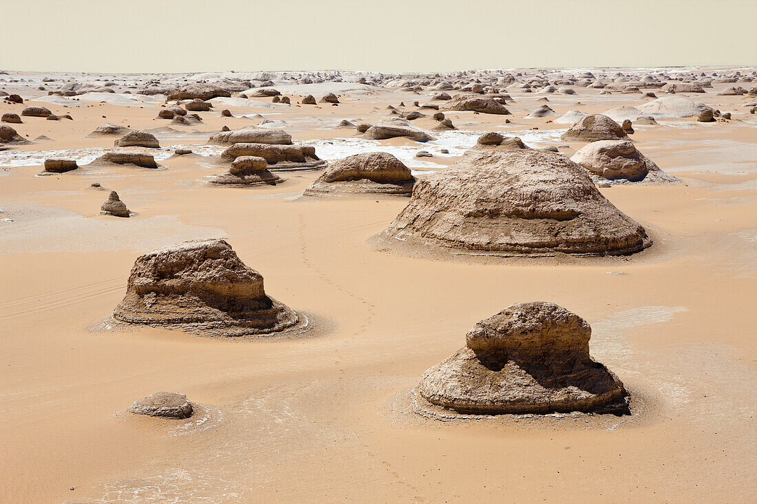 Cone Formations of Limestone in White Desert National Park, Libyan Desert, Egypt