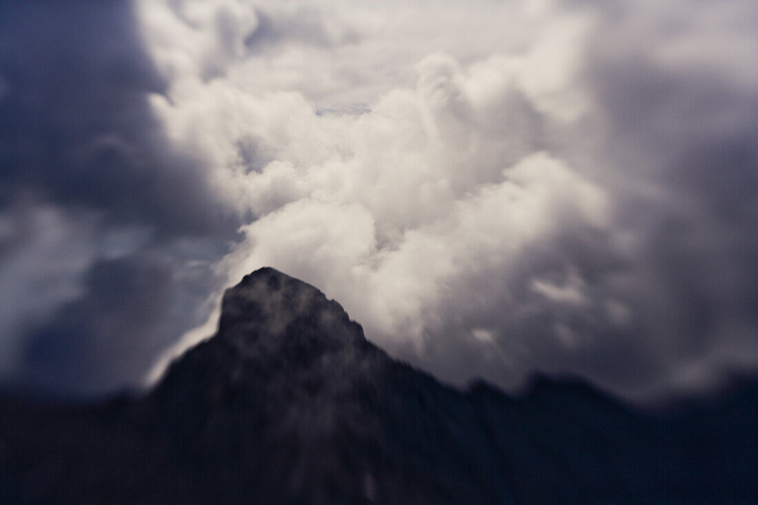 Mountain Rosskopf with clouds, Innsbruck, Karwendel range, Tyrol, Austria