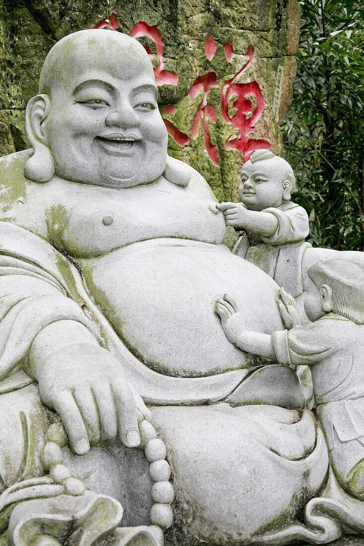 Lachende Buddhafigur bei einem Tempel, Jinfeng, Changle, Fujian Provinz, China, Asien