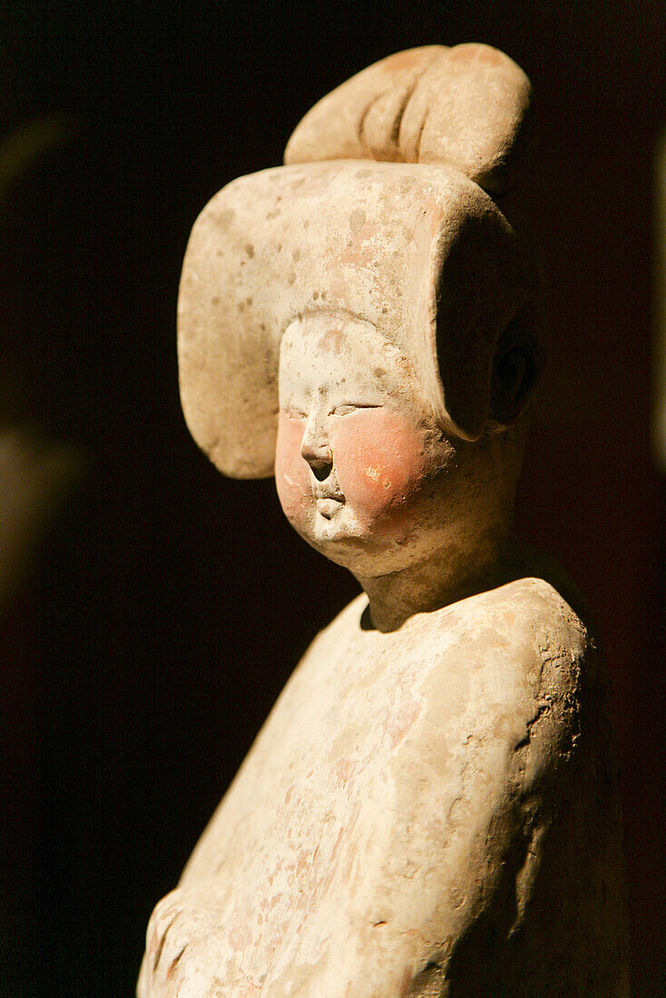 Exhibited object at Shanghai Museum, earthen figure of a women, from the Tang Dynasty, EXPO 2010 Shanghai, Shanghai, China, Asia