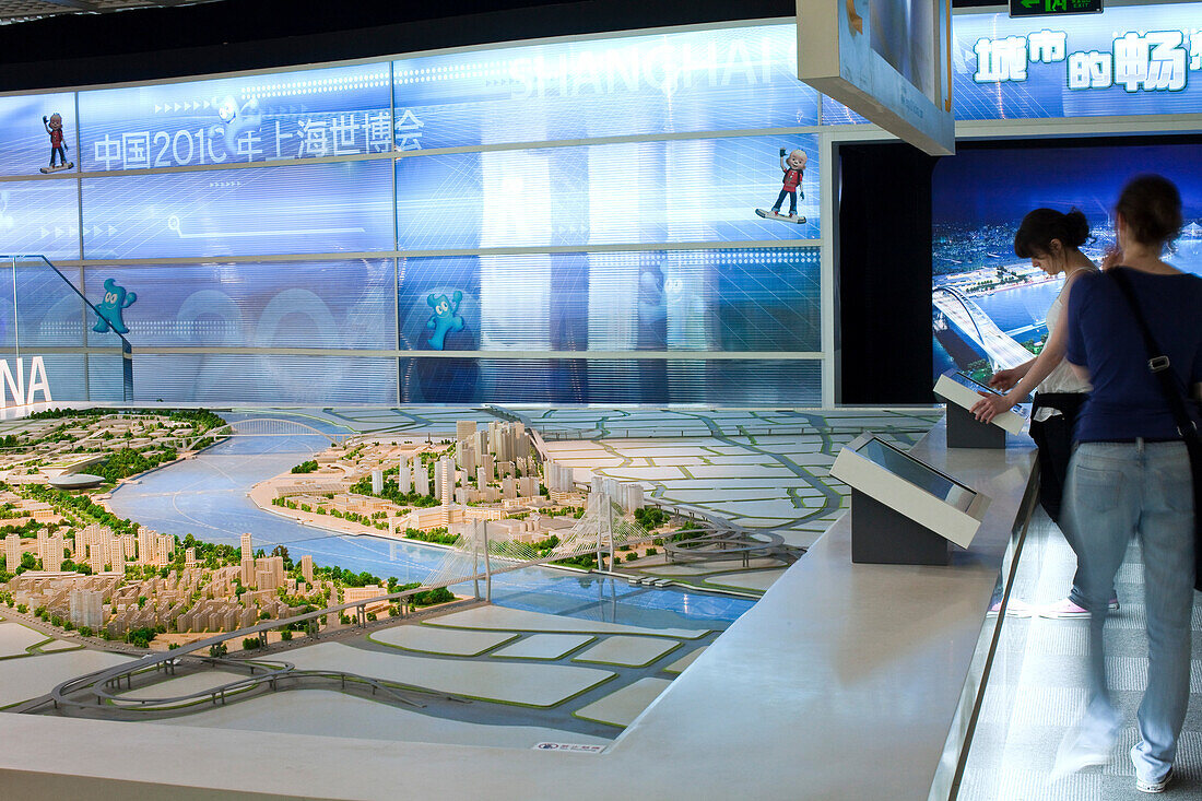Modell des Expo 2010 Geländes im Stadtplanungsmuseum, Shanghai, China, Asien