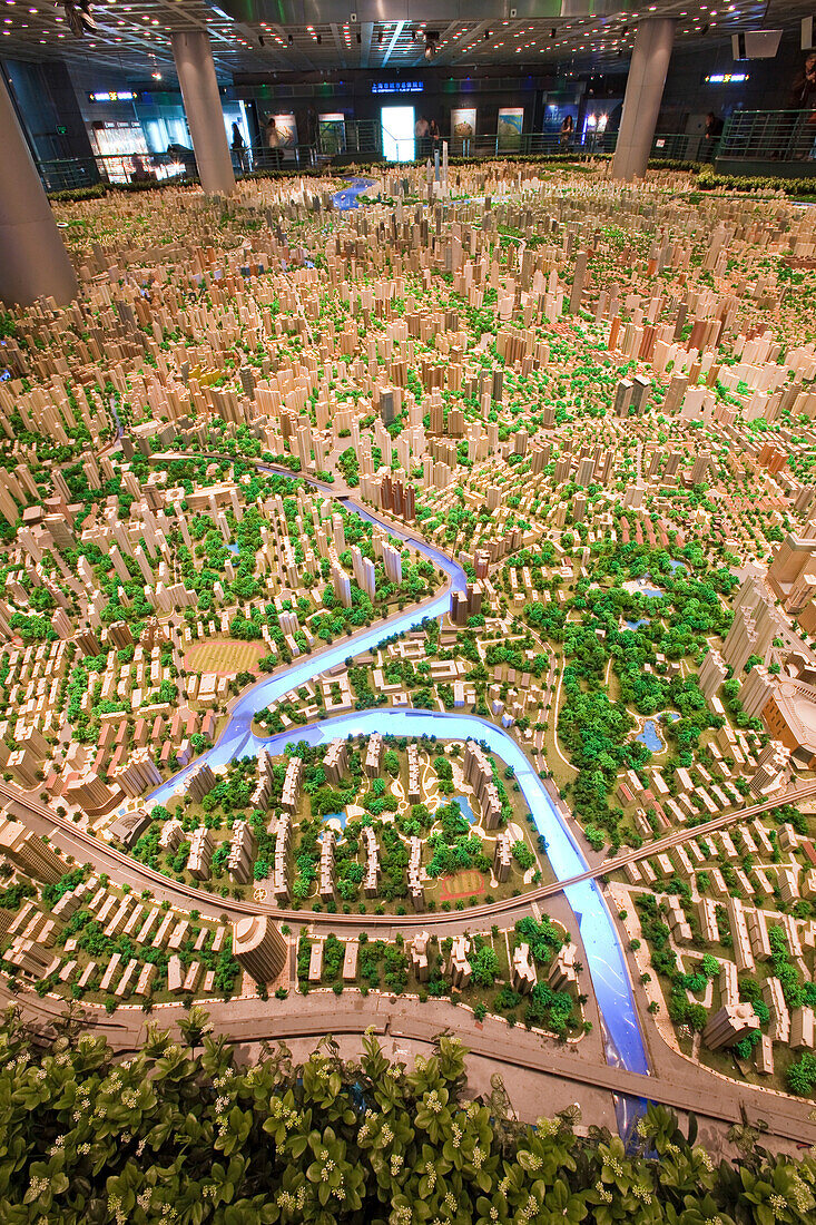 Model of the city of Shanghai at urban planning museum, Shanghai, China, Asia