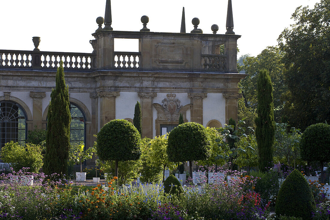 Orangery in the Weikersheim palace garden, Baden-Württemberg, Germany, Europe