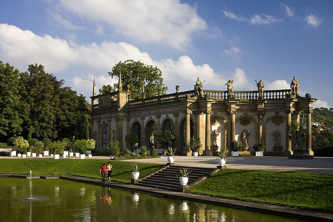 Orangery in the Weikersheim palace garden , Baden-Württemberg, Germany, Europe