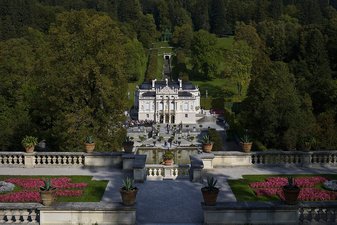 Linderhof castle, Ettal, near Oberammergau, Bavaria, Germany, Europe