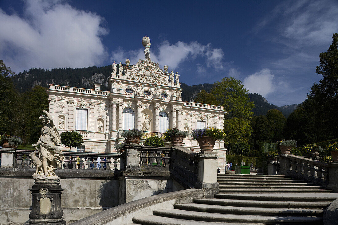 Linderhof castle, Ettal, near Oberammergau, Bavaria, Germany, Europe