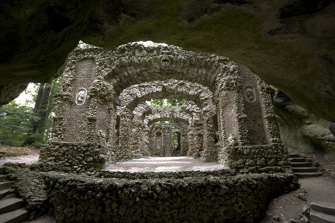 Sanspareil, theatre ruins, Wonsees, Upper Franconia, Bavaria, Germany, Europe