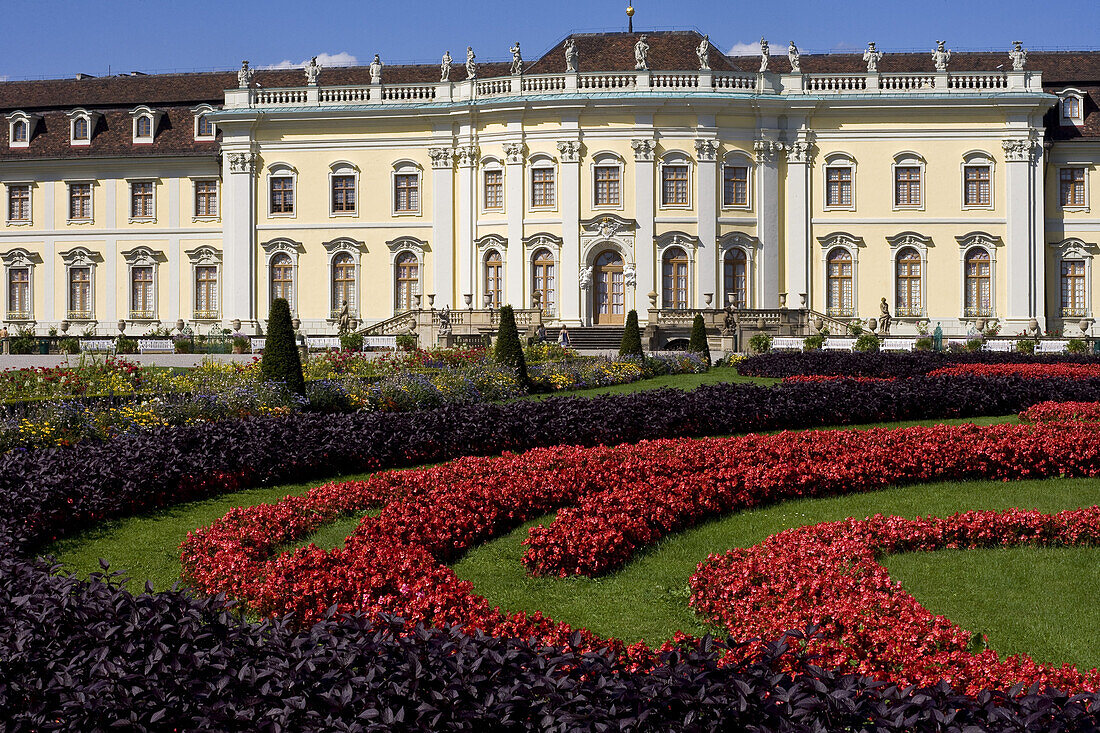 Ludwigsburg palace with garden and Neues Corps de Logis, Ludwigsburg, Baden-Württemberg, Germany, Europe