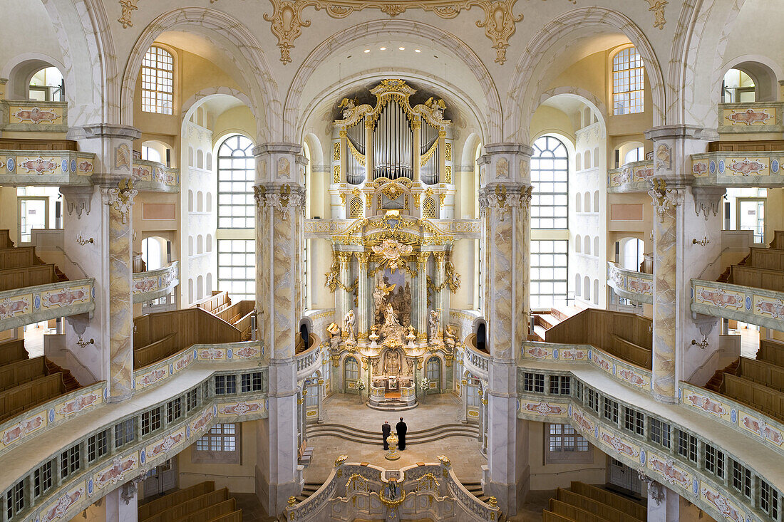 Interior view of the Dresdner Frauenkirche, Church of Our Lady, Dresden, Saxony, Germany, Europe