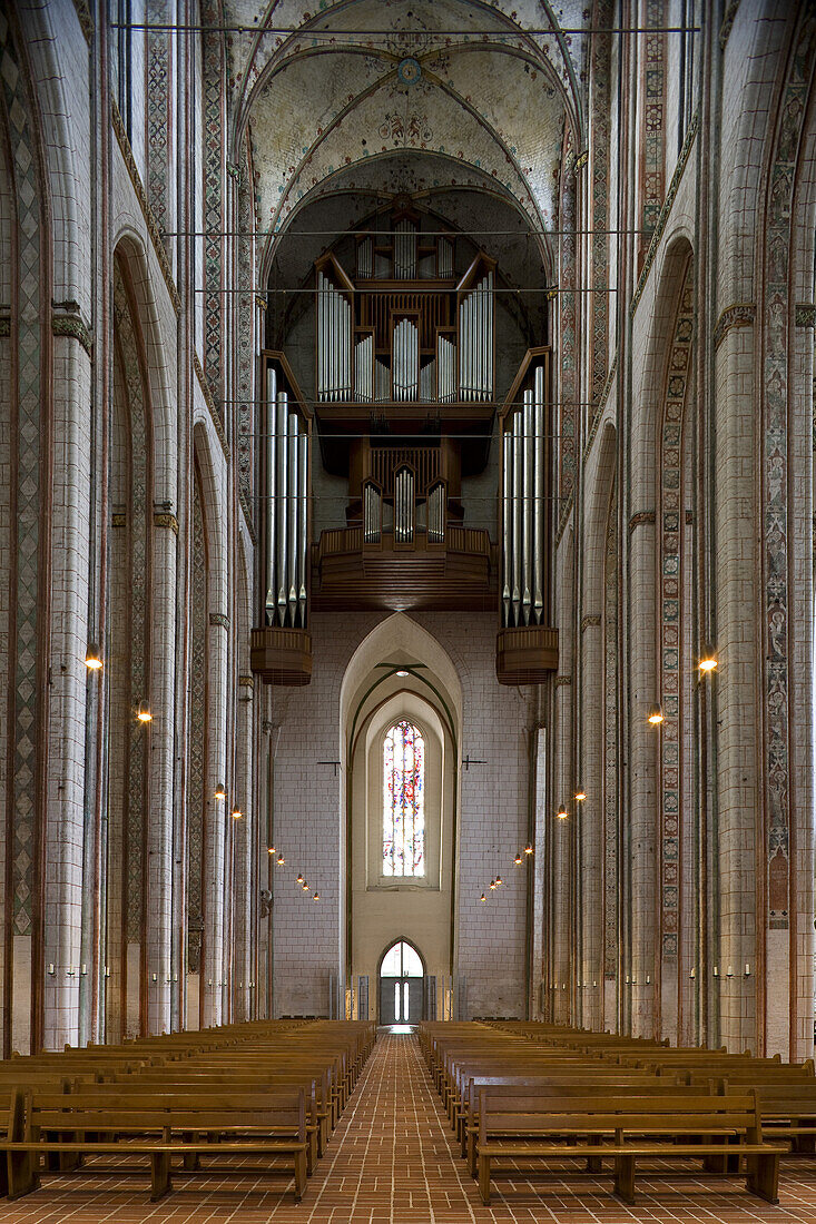 Hauptschiff der Lübecker Marienkirche, St. Marien zu Lübeck, Hansestadt Lübeck, Schleswig-Holstein, Deutschland, Europa, UNESCO-Weltkulturerbe