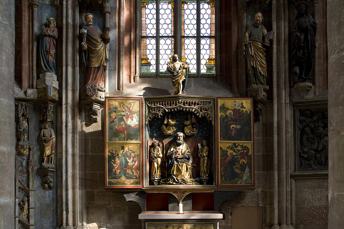 Petersaltar in St. Sebald, Sebalduskirche in Nürnberg, Nürnberg, Bayern, Deutschland, Europa