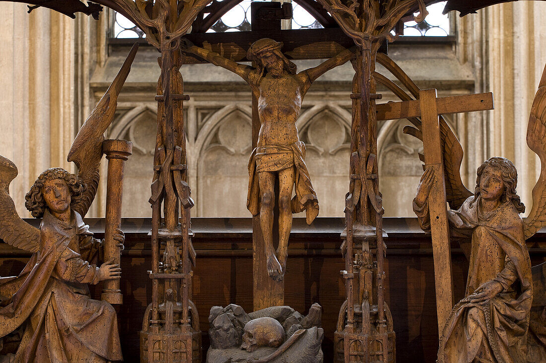 Holy Blood altar piece from woodcarver Tilman Riemenschneider in St. Jakob's church in Rothenburg ob der Tauber, Bavaria, Germany, Europe