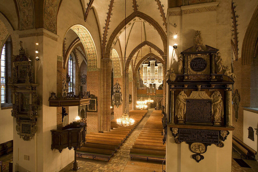 View of the organ in Schleswig Cathedral, Schleswig, Schleswig-Holstein, Germany, Europe