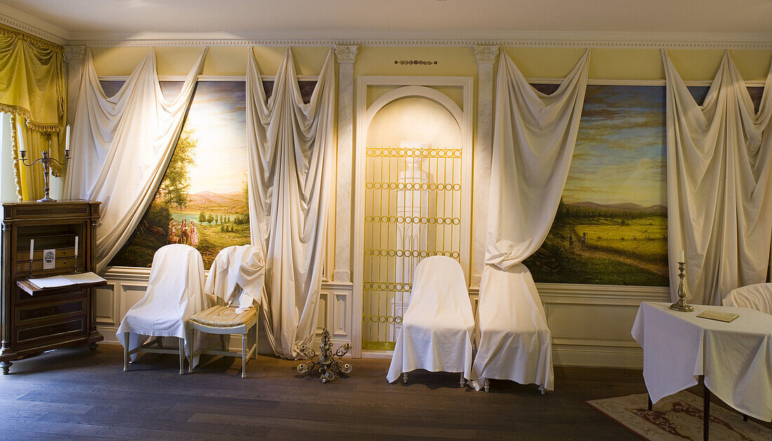 View into the landscape room, Buddenbrookhaus, Heinrich-und-Thomas-Mann-Zentrum, Lübeck, Schleswig-Holstein, Germany, Europe