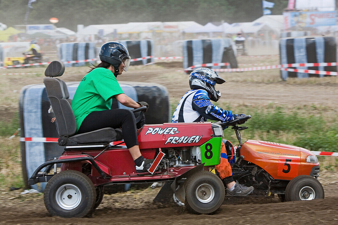 lawnmower tractor race, Thönse, Hanover region, Lower Saxony, northern Germany