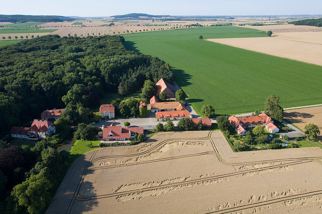 aerial view of fields in Calenberger Land, region Hanover, Lower Saxony, northern Germany
