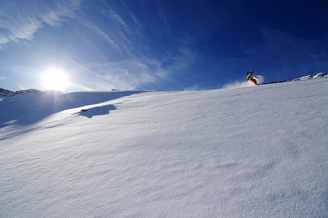 Snowboarder, Diavolezza, Sankt Moritz, Grisons, Switzerland, model released