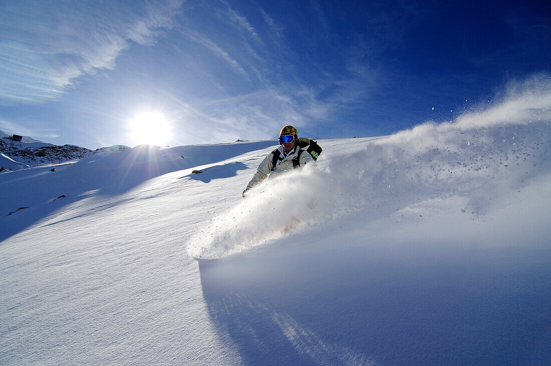 Snowboarder, Diavolezza, Sankt Moritz, Grisons, Switzerland, model released