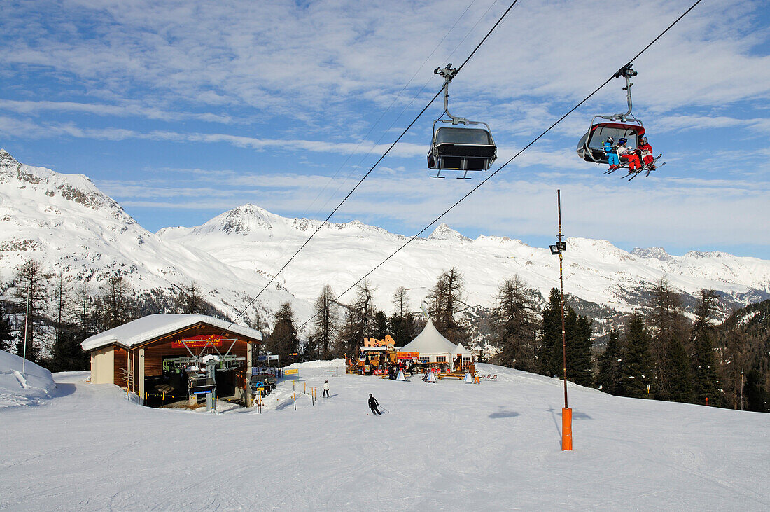 Alp Surley - Martel, Hossa Bar, Corvatsch Skigebiet, Sankt Moritz, Graubuenden, Schweiz