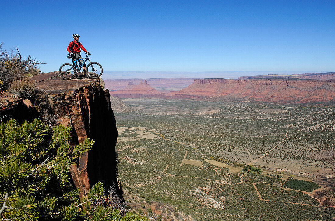 Mountain biker, Porcupine Rim Trail, Castle Valley, Moab, Utah, USA