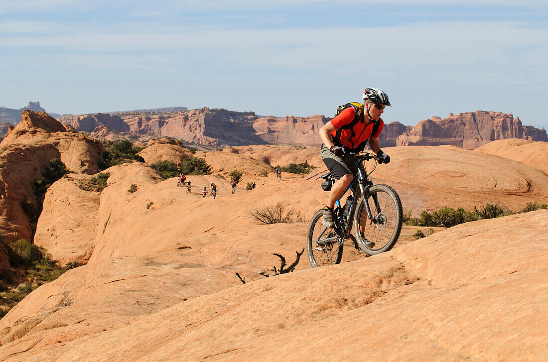 Mountain biker, Slickrock Trail, Moab, Utah, USA