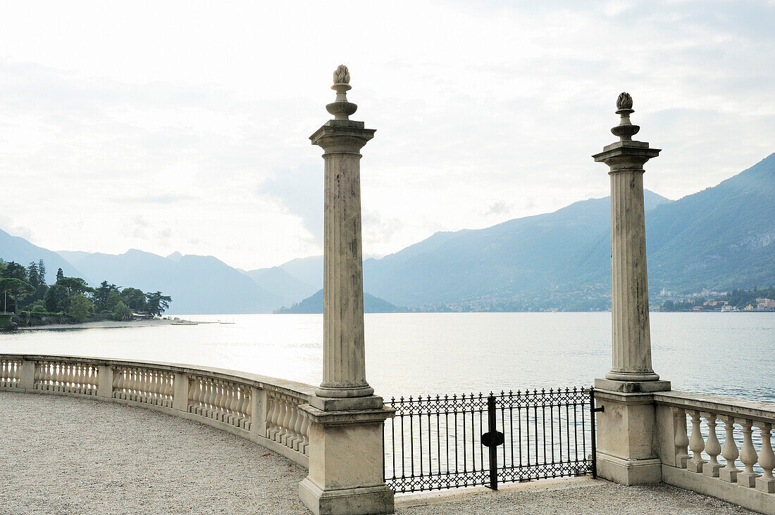 Marble columns at Lake Como, Bellagio, Lombardy, Italy