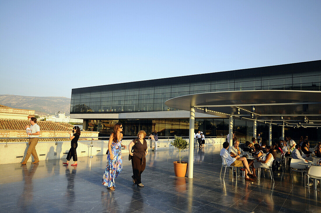 People at Acropolis museum, Athens, Greece, Europe