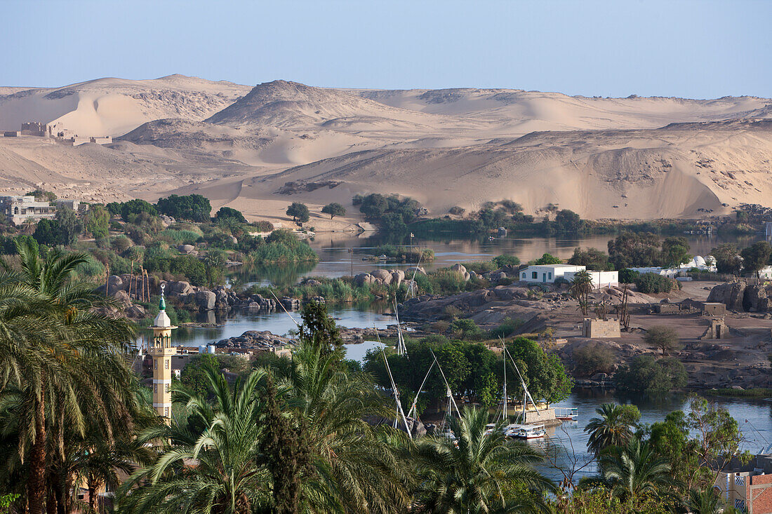 View on Nile River Landscape of Aswan, Aswan, Egypt