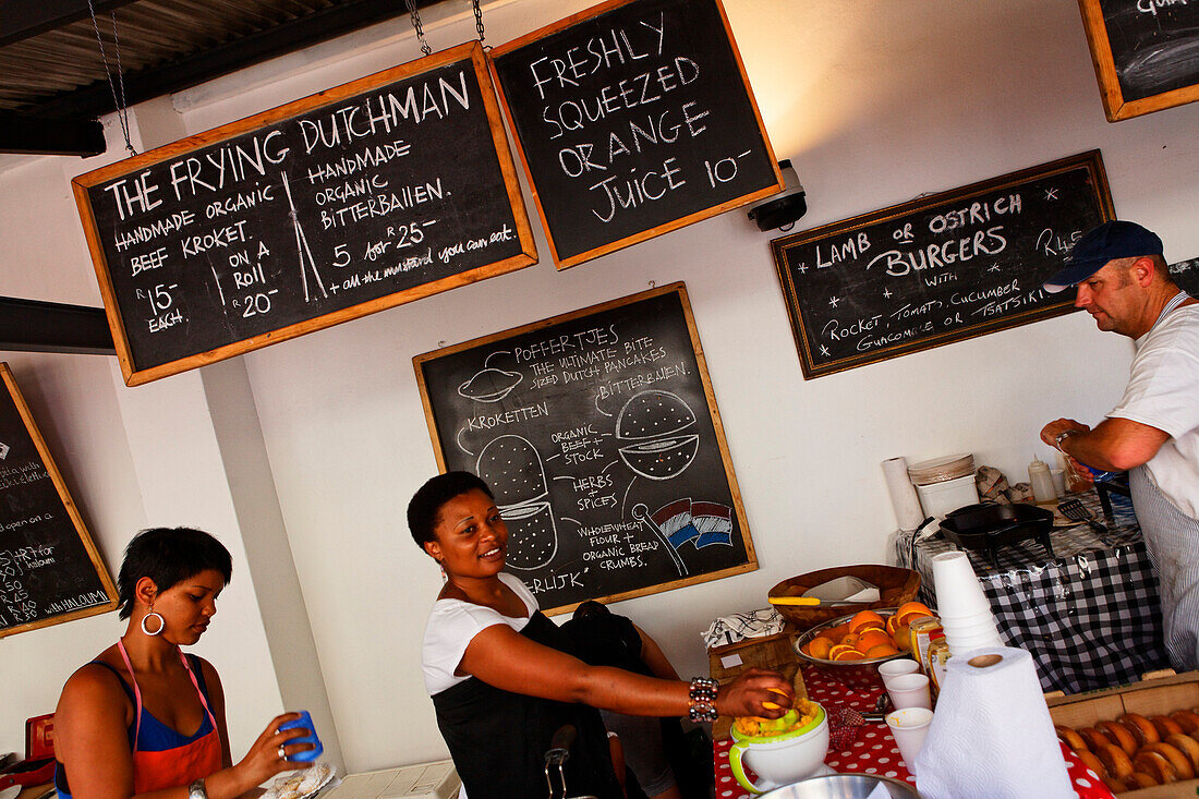 People in a cafe, Saturday market at the Old Biscuit Mill in the Woodstock district of Capetown, Western Cape, RSA, South Africa, Africa